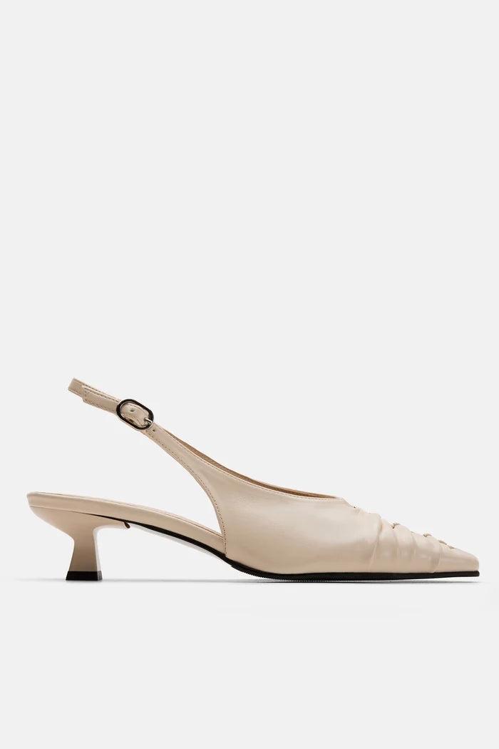 Ruched Pointed-Toe Heeled Shoes