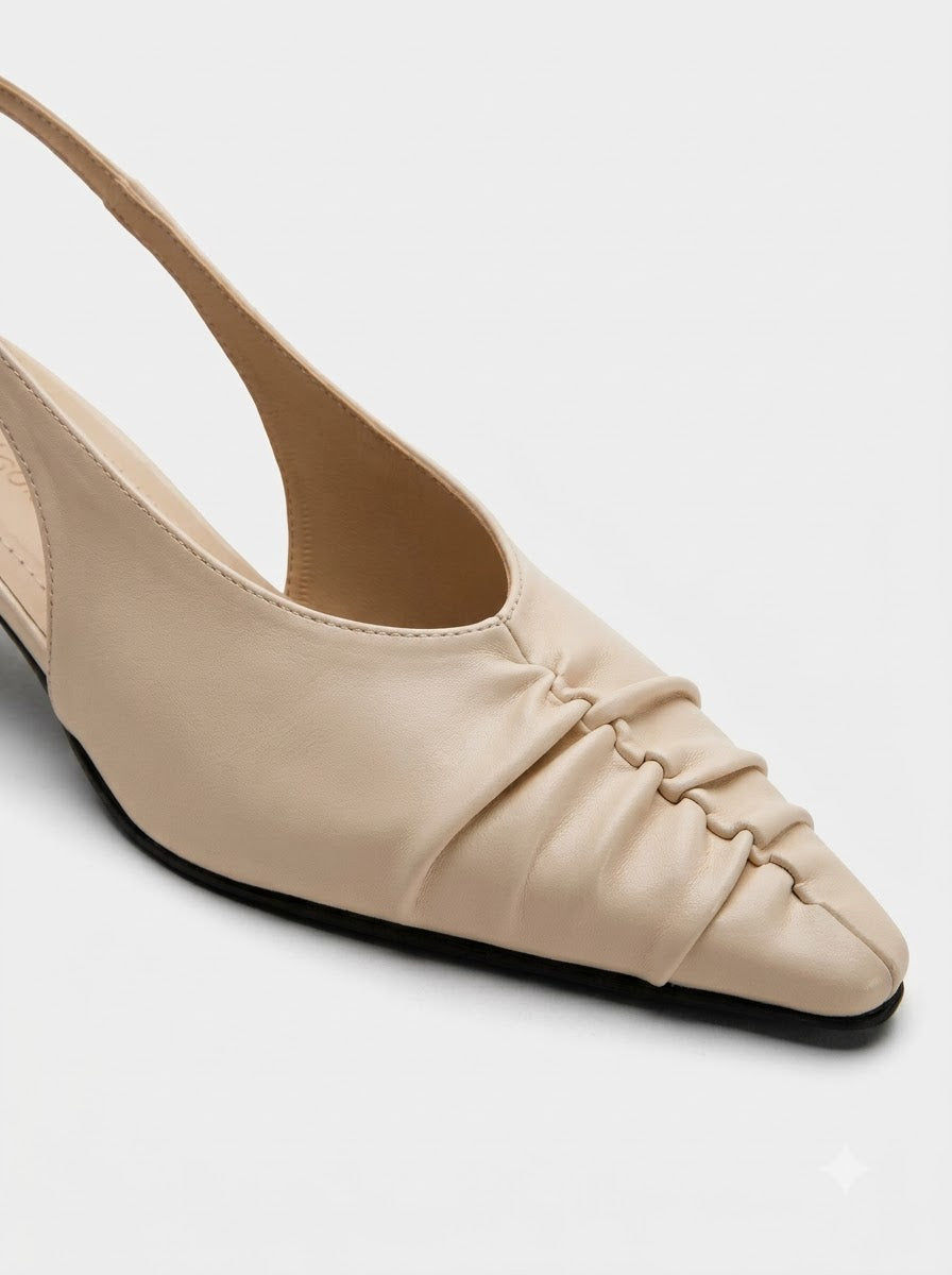 Ruched Pointed-Toe Heeled Shoes