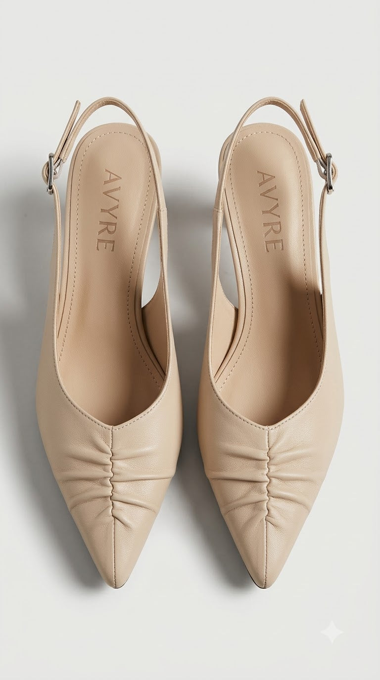 Ruched Pointed-Toe Heeled Shoes